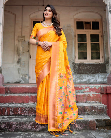Pure Gaji Silk Saree Weaved With  Zari Comes With Tassels