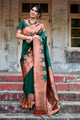 Sumptuous Green Pure Kanjivaram Silk Saree With Attractive Blouse Piece