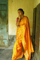 Yellow Pure Banarasi Silk Saree With Twirling Blouse Piece