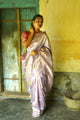 Lavender  Pure Banarasi Silk Saree With Twirling Blouse Piece