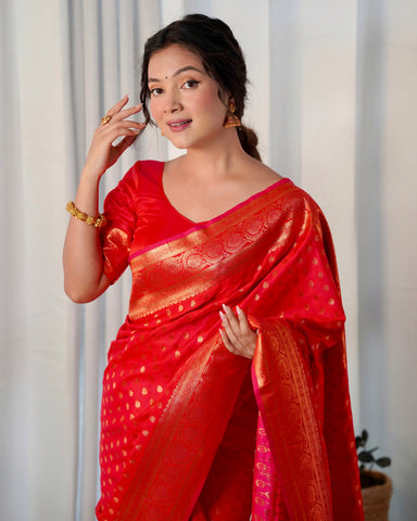 Pure Gaji  Silk Saree Weaved With Golden Zari