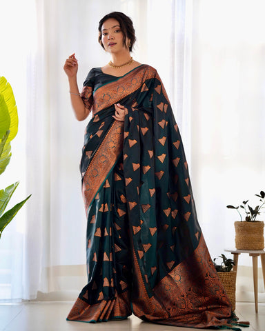Pure Gaji  Silk Saree Weaved With Copper Zari