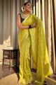 Light Mehendi Green Pure Banarasi Silk Saree With Twirling Blouse Piece