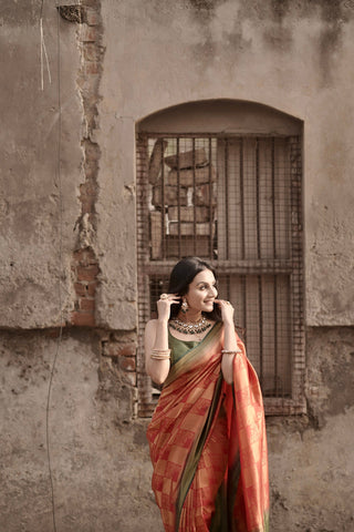 South Indian silk saree with temple border design