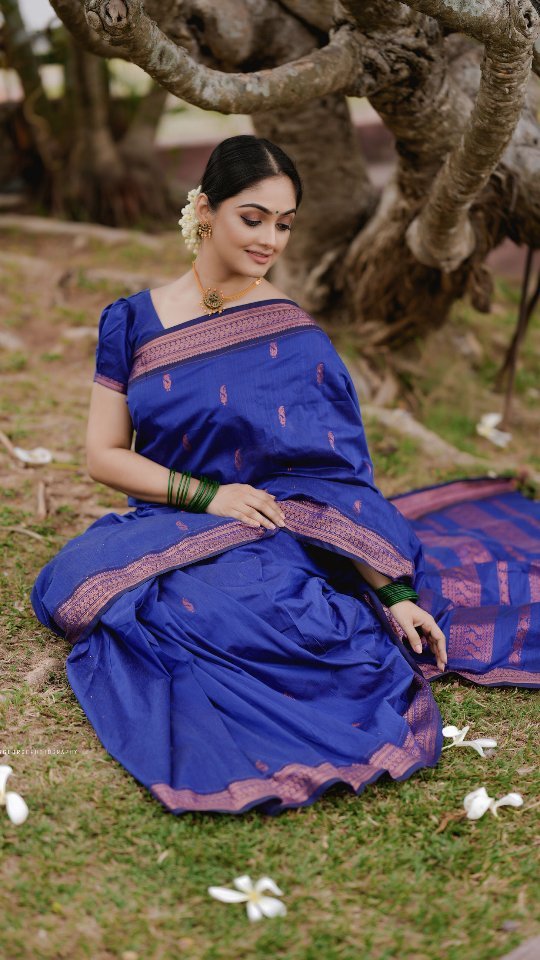 Elegant South Indian silk saree in traditional colors