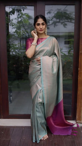 South Indian Silk Saree with Temple Design