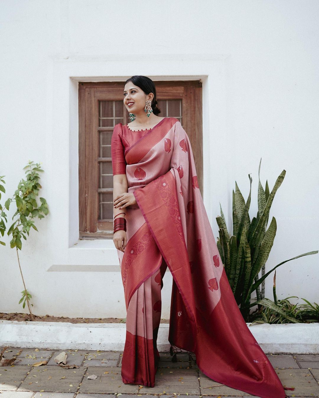 Pure katan silk saree with intricate buta design