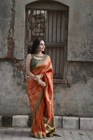 Creative art silk saree with abstract designs