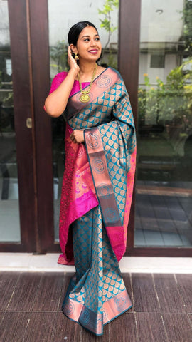 Handloom Weaved Traditional Saree in Pink
