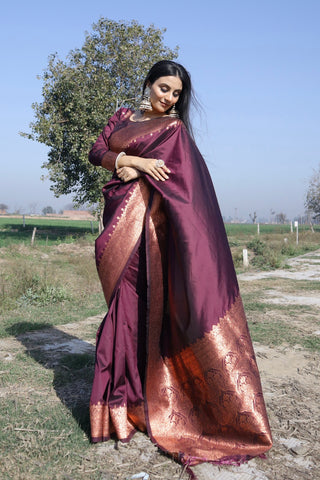 South Indian Silk Saree with Temple Design