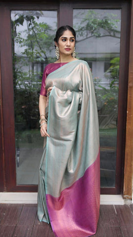 Pure Katan Silk Saree with Zari Weaving