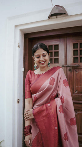 Designer smooth silk saree with modern floral design