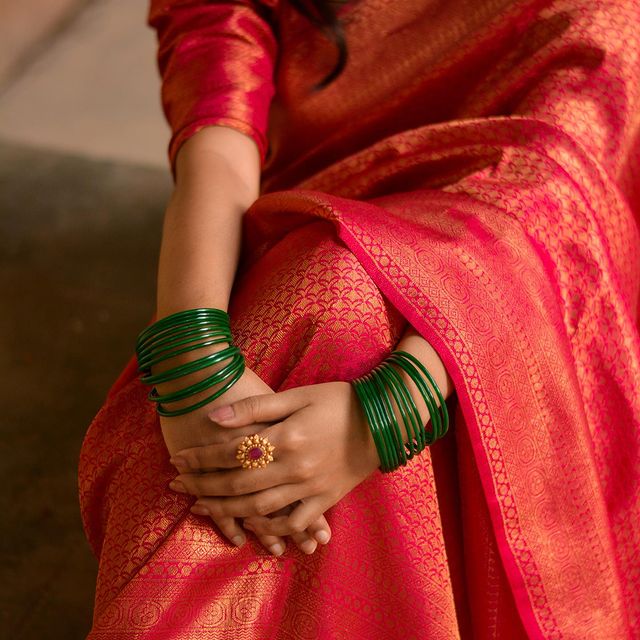 Kanjeevaram silk saree with traditional mango motif
