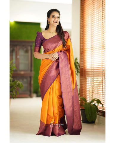 Opulent Kanjeevaram Silk Saree with Intricate Gold Weave