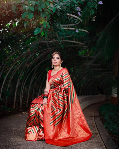 Designer smooth silk saree with modern abstract design