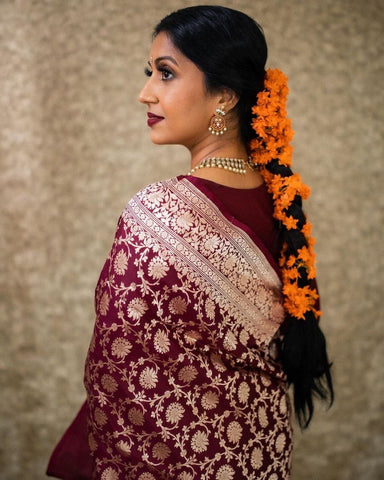 Shimmering Pure Katan Silk Saree with Rich Color