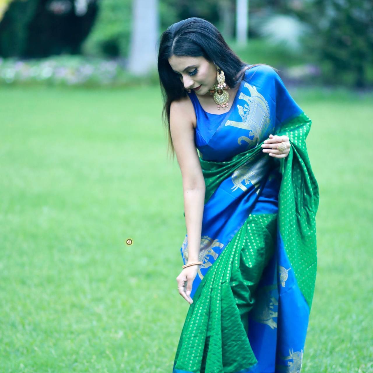 Traditional silk saree with rich embroidery