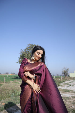 Pure Katan Silk Saree with Zari Weaving