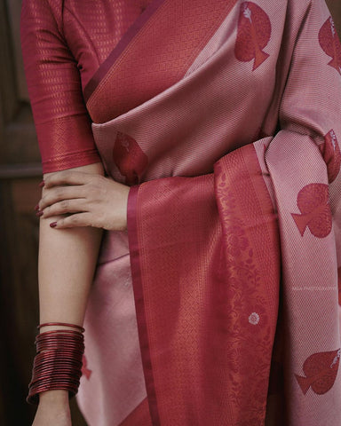 South Indian silk saree with intricate temple design